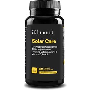 Zenement Solar Care, con Polypodium leucotomos, Tè Verde, β-carotene, Licopene, Luteina, Selenio e Vitamina C, D ed E., 90 Capsule Vegetarianes | Prepara la pelle all'abbronzatura | Vegetariano | Zenement