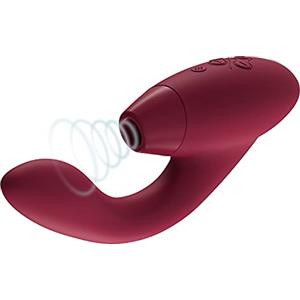 Womanizer DUO 1 Rabbit vibratore e stimolatore del punto G con aspirazione clitoridea, doppia stimolazione con 12 livelli di intensità ciascuno, Bordeaux Gold