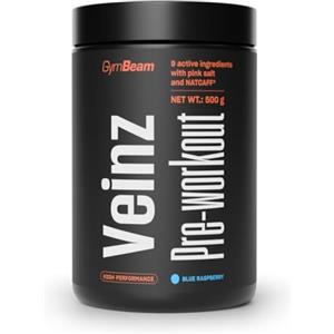 GymBeam Veinz Pre-Workout - Con Citrullina, Arginina, Caffeina NATCAFF®, Beta-Alanina e Vitamine, Gusto Fruttato, Vegano per Pump e Energia (500 g, Lampone blu)