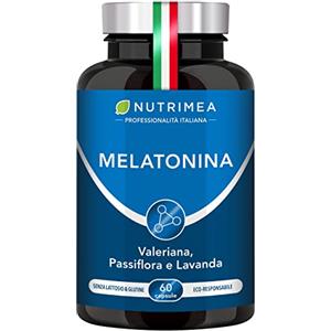 Laboratoires Nutrimea Melatonina per dormire | con Valeriana, Passiflora e Lavanda | 60 capsule naturali da 0.95 mg | Favorisce il sonno | Riduce gli effetti del jet lag