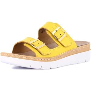 GRÜNLAND Moll - Sandalo Comfort Donna, Vera Pelle, Doppia Fibbia Regolabile, Chiusura a Strappo, Plantare Estraibile Dry-Soft in Lattice e Pelle, Suola Conforma, Tacco 4,5 Cm