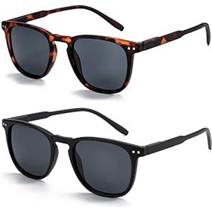 ZENOTTIC 2 Paia Occhiali da Sole Polarizzati per Uomo Donna Retro Vintage Rotondi Quadrati Protezione UV400 Unisex