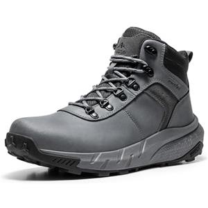 NORTIV 8 Scarponi Trekking Uomo Pelle Impermeabili,Grigio,44