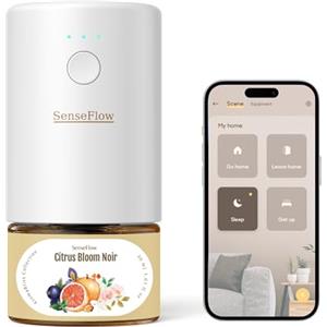 SenseFlow Diffusore di Oli Essenziali Wi-Fi SF101S PRO - Ultrasuoni Senza Acqua Profumatore per Ambienti, 100% Vegetale, Aroma 120 Giorni, LED, Ideale per Casa, Hotel e Studio - Citrus Bloom Noir