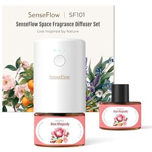 SenseFlow Diffusore di aromi per Oli Essenziali SF101, Senza Acqua, a ultrasuoni, fragranza per Ambienti, 100% vegetale, 120 Giorni, Aroma per casa, Hotel, Fino a 100 m², Rosa Rhapsody