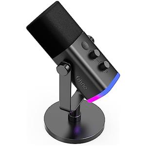 FIFINE USB Gaming Microfono Dinamico per PC PS4 PS5, XLR Micrófono Streaming per Podcasting, Cardioide Microphone per Registrazione Vocale