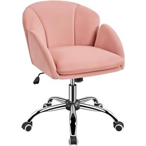Yaheetech Sedia Ufficio con Schienale a Petali in Velluto Rosa Chiaro