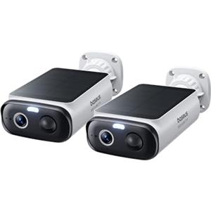 Baseus Security S1 Lite [2 Pezzi] Telecamera Wi-Fi Esterno senza Fili Pannello Solare, IP67 Videocamera Sorveglianza Batteria 2K 135°, Visione Colorata, Nessun Costo, Compatibile con Alexa & Google