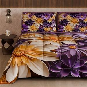 PETTI Artigiani Italiani - Trapunta Invernale, Piumone Invernale, Trapunta Matrimoniale Double Face Tinta Unita e Stampa Digitale Floreale 05 4, 100% Microfibra, Made in Italy