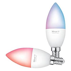 Trust WiFi E14 Lampadina Smart Dimmerabile, Compatibile con Alexa e Google Nest, Lampadina LED, Hub non Necessario, 2.4GHz Lampada WiFi, Luce LED Bianca, Fredda e Calda - 2 Pezzi