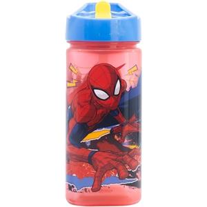 Stor Spiderman - Borraccia quadrata riutilizzabile con cannuccia incorporata da 510 ml