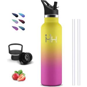 Grsta Borraccia Termica, Borraccia 1 litro, Senza BPA, Borracce con Cannuccia, Senza Perdite, Bottiglie Acciaio Inox, Borraccie Palestra, Doble Aislamiento, Borracce per Campeggio, Sport, Escursionismo