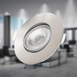 B.K.Licht - Set di 6 faretti LED da incasso 230V orientabili, piatti, luce bianca calda, faretti incasso, faretti led interno incasso, faretto led incasso, dimensione foro 68mm, 90x24mm, nichel opaco