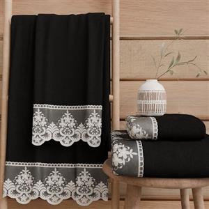 PETTI Artigiani Italiani - Asciugamani Bagno in 100% Spugna di Cotone, Set Asciugamani 1+1, 2 Pezzi 1 Asciugamano Viso e 1 Asciugamano Mani, Nero