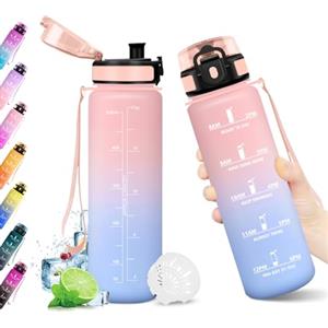 KollyKolla Borraccia 500ml, Bottiglia senza BPA, Borraccia con Filtro, Bottiglia Riutilizzabile, Borraccia Sportiva con Marcatori Temporali, A Prova di Perdite, Borraccia Sport per Bambini, Scuola, Ufficio