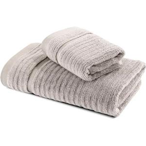 Caleffi Stripe Asciugamano con Ospite, Cotone, Naturale, Standard, 73858
