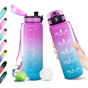 KollyKolla Borraccia 500ml, Bottiglia Acqua A Prova di Perdite, Borraccia con Filtro e Marcatori Temporali, Bottiglia Riutilizzabile, senza BPA, Borraccia Motivazionale per Bambini, Scuola, Ufficio, Yoga