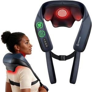 COMFIER Massaggiatore Cervicale Shiatsu con Funzione Riscaldante, Massaggiatore Schiena e Collo Senza Fili, Riscaldamento al Grafene, Cuscino Massaggiante 4D con Funzione Impastamento, Regalo Donna