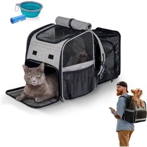 Mobiclinic® pets, Zaino per animali domestici, Tula, Pieghevole, Ventilazione, Tasche, Include mangiatoia e sacchetti, Accesso multiplo, 37x29x37, 5 cm, Trasportino cani gatti