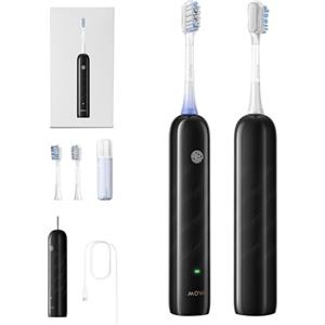 MOVA Spazzolino elettrico Mova Fresh SweepDrive™ per adulti, ricarica di tipo C, rilevamento intuitivo della pressione, testina di ricambio "3-in-1" con supporto, 30 giorni di durata della batteria nero