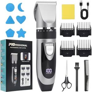 OTraki Rasoio Elettrico Capelli Professionale, Macchinetta per Capelli con Ricarica USB, Tagliacapelli Uomo con 4 Pettini Guida, Display LED, Set di Tagliacapelli per uso Domestico e Professionale