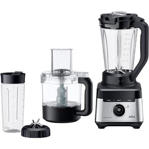 Braun PowerBlend 7 - Frullatore a 10 Velocità+pulse, 1400W, Fino a 30.000 giri/min, Caraffa TriAction da 2L, Food Processor 1,65L, Smoothie2Go 600 ml, per Smoothie e Salse, Nero (JB7568BK)