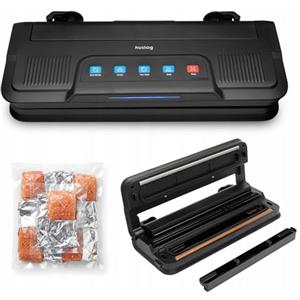 huslog Macchina Sottovuoto 110W con Dispenser e Taglierina Integrati, Doppia Saldatura 32 cm, -65 kPa, 6 Modalità Dry/Moist/Thick/Pulse/Seal/Pump, Display LED, per Sacchetti e Rotoli, Adatta per Sous