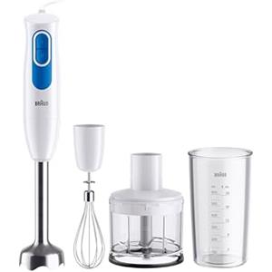 Braun MultiQuick 2 MQ20236MWH, Frullatore a Immersione con Sistema EasyTwist, Frullatore per Salse e Smoothie, 2 Velocità, 3 accessori Tritatutto da 500 ml e Frusta Inclusi, 600W, Bianco