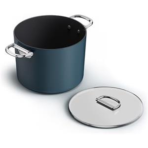 Joseph Joseph Space Pentola 25cm con Coperchio 8L, Manici Pieghevoli, Salvaspazio, Induzione e Forno, Rivestimento in Ceramica