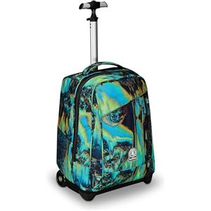 Invicta Trolley Scuola Benin Fantasy, Blu e Verde, 2 in 1, Con Spallacci Uso Zaino, Tasca porta Borraccia e Porta Laptop, Scuola & Viaggio, Ragazzi