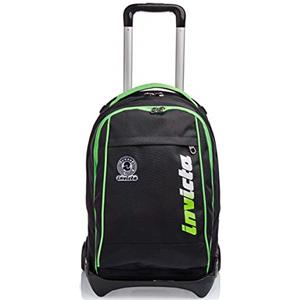 Invicta Trolley Scuola Tech, Nero Verde, Kupang, 3 in 1, Triplo Uso, Zaino Con Carrello Sganciabile e Crossover System, Viaggio e Tempo Libero, Unisex