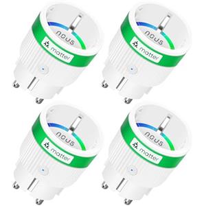 NOUS Presa Smart Matter con Monitoraggio dei Consumi, 16A 3840W, Compatibile con Alexa, Google Home, Apple Homekit, Tuya, SmartThings, Controllo Remoto tramite App, WiFi 2.4 GHz