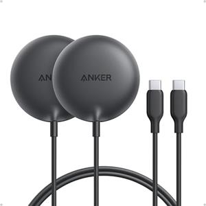 Anker Caricatore Wireless iPhone Magnetico 15W, Certificato Qi2 Pad di Ricarica Wireless Compatibile con MagSafe, per iPhone 17 Pro Max/Serie 16-12, AirPods e Altri(2 pack Adattatore non Incluso)
