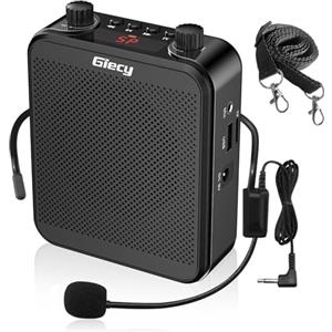 Giecy Amplificatore vocale portatile con microfono cuffia 30W Batteria ricaricabile 2800mah Sistema PA amplificatore vocale mini per insegnanti, guida turistica, allenatori, presentatori