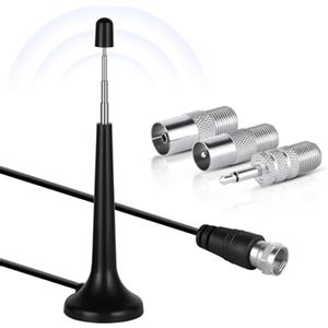 Adiwo DAB Radio Antenna FM Telescopica Interna con Base Magnetica, 5 dBi Antenna TV con 3m Cavo Prolunga, 75Ohm Antenne per Radio Portatile per Amplificatore Home Cinema Sistema HiFi Ricevitore