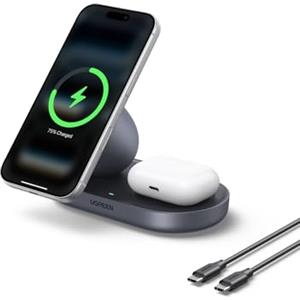 UGREEN Zapix 2 in 1 Caricatore Wireless iPhone Magsafe Qi2 15W (Grigio)