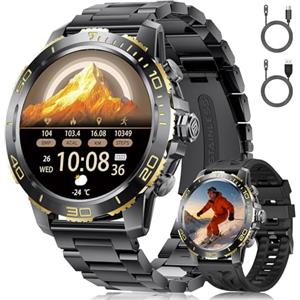 FITFLEX Smartwatch Uomo con Chiamata Bluetooth (Doppia Cinghia), Display AMOLED 1,43" Smart watch con 120 Modalità Sportive, IP68 Impermeabile, Orologio Fitness Frequenza Cardiaca/Monitor del SonnoQ