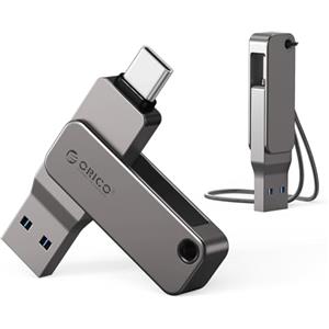 ORICO Chiavetta USB 128 GB, Mini Chiavetta USB 3.2 Gen 1 (Doppia USB-C/USB-A), Pen Drive Portatile, Lettura 150 MB/s, Compatibile con iPhone 15/16/17, Android, Tablet, Laptop - Grigio - EB05