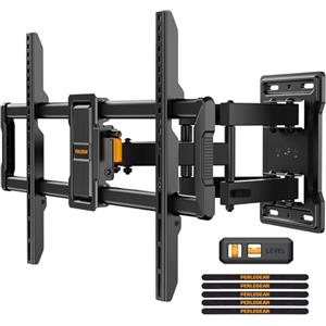 Perlegear Supporto TV Parete a Movimento Completo per Schermi Piatti/Curvi da 42 a 86 Pollici Fino a 60 kg, Staffa TV Inclinabile ed Estensibile, Max VESA 600 x 400 mm