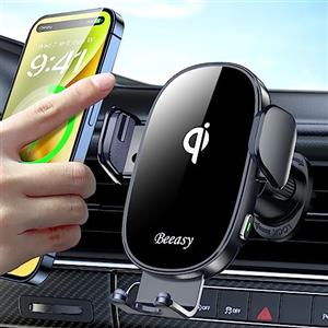 Beeasy Caricatore Wireless Auto 15W, [Bracci di Auto-Bloccaggio] [360°Rotazione] Ricarica Wireless Auto Rapida, Supporto Telefono Auto Cruscotto per iPhone Samsung Huawei LG Ecc