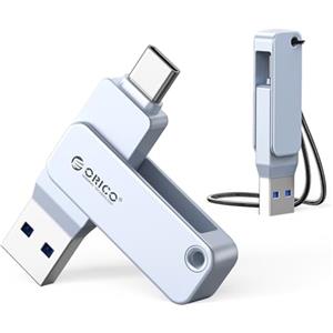 ORICO Chiavetta USB 128 GB, Mini Chiavetta USB 3.2 Gen 1 (Doppia USB-C/USB-A), Pen Drive Portatile, Lettura 150 MB/s, Compatibile con iPhone 15/16/17, Android, Tablet, Laptop - Blu - EB05