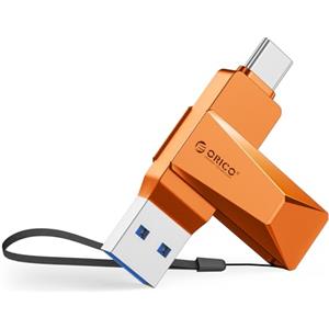 ORICO Chiavetta USB 64 GB USB 3.2 Memory Stick OTG fino a 150 MB/s 2 in 1 Tipo C Flash Drive in metallo per iPhone 17/16/15/Smartphone Android/Tablet/Mac/Laptop/PC, Arancione, CB05