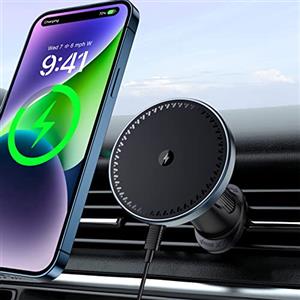 Beeasy Magnetico Caricatore Wireless Auto 15W, Ricarica Wireless Auto, Supporto Telefono Auto Compatibile con Magsafe per iPhone 17/16/15/14/13/12 Series
