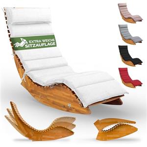 Casaria® Set Lettino Prendisole in Legno con Cuscino 195x60cm Portata 160 kg Certificato FSC® Lettini da Giardino Sdraio Pieghevole Ergonomica