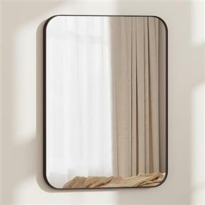 WOLTU Specchio da Parete Rettangolare 50x70 cm, Specchio Bagno Nero