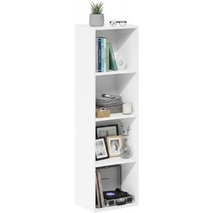 Baroni Home Libreria a Cubi Componibile, Scaffale Modulare Multiuso per Soggiorno, Camera e Ingresso, Design Moderno, Montaggio Semplice Bianca 4 Ripiani, 24x31x106cm