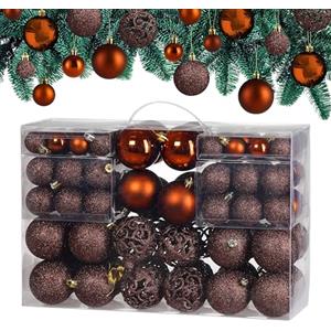 Deuba® Palline per Albero di Natale Set 100pz Lucide Opache Palle Natalizie Ø 3/4/6 cm Decorazioni Addobbi Natalizi