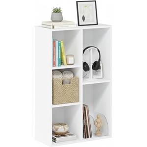 Baroni Home Libreria a Cubi Componibile, Scaffale Modulare Bianco a 5 Scomparti, Mobile Multiuso per Soggiorno, Camera e Ingresso, Design Moderno, Montaggio Semplice, 24x50x80cm