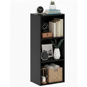 Baroni Home Libreria a Cubi Componibile, Scaffale Modulare 3 Ripiani Multiuso per Soggiorno, Camera e Ingresso, Design Moderno, Montaggio Semplice (Nera 3 Ripiani)