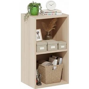 Baroni Home Libreria a Cubi Componibile, Scaffale Modulare a 2 Ripiani, Mobile Multiuso per Soggiorno, Camera e Ingresso, Design Moderno, Montaggio Semplice, Effetto Legno Naturale, 24x31x54cm
